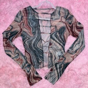 Abstract Swirl Long Sleeve Top - Size Medium
